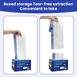 KeenEcho Bedside Commode Liners 50 Count | 100% Recycled Ocean Waste | Universal Fit Portable Toilet Bags for Bed Pan, Bucket Toilet & Medical Care | Leakproof, Durable & Disposable