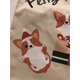 NWT Canvas Corgi Corgi Christmas  Tote Bag  (Feliz Navidog Tote Bag)