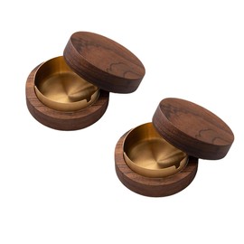Wooden Wind Ashtray, Ashtray with Lid, Ashtray, Windproof, Odourproof, Suitable for Bar, Office, Living Room, the Party (Gold, Pack of 2)