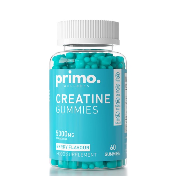 Primo Wellness Creatine Gummies 5000mg – 60 Count Berry Flavoured