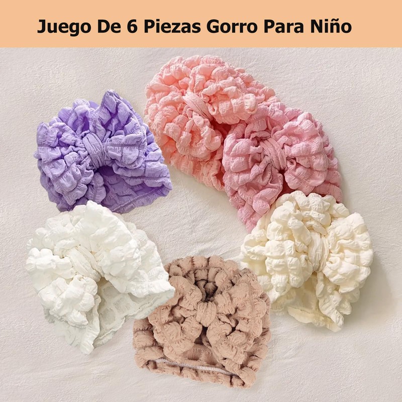 Juego de 6 Piezas Gorros y Turbantes para Niños y