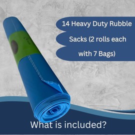 14 Blue Rubble Sacks Heavy Duty Extra Strong Rubble Bags. Large Builders Bags for Construction Debris, Garden Waste, Household waste. 40 Litre 30kg (Pack of 14)