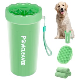 Dog Paw Cleaner, Washer, Muddy Pet Foot Cleaner for Small Medium Large Breed Dogs/Cats (with 3 absorbent towel) (Light Green, Large)