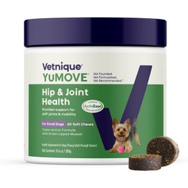 YuMOVE Hip & Joint Supplement for Dogs - Glucosamine, Green Lipped Mussel, Hyaluronic Acid & Omega 3 Supports Mobility, Flexibility & Joint Comfort - 60 Chews (Small/Medium Dogs)