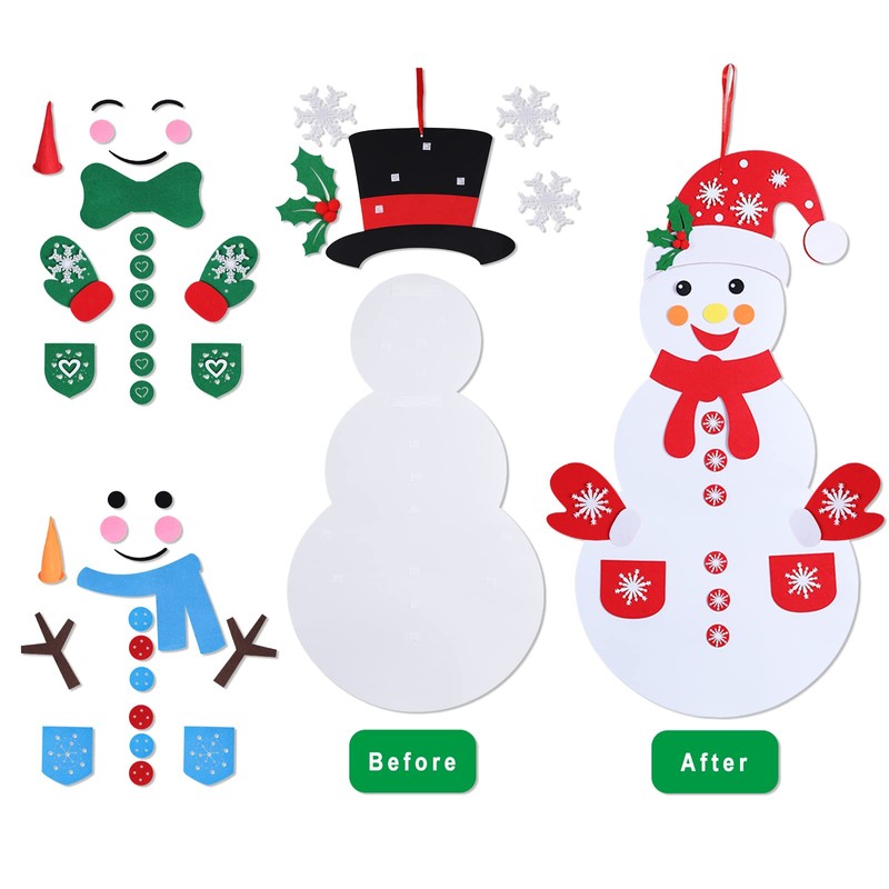 Max Fun Diy Felt Christmas Snowman Games Set with 58Pcs