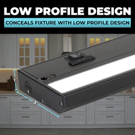 Magic Lite 32 Inch Black LED Under Cabinet Lighting – Dimmable -3 Color Temperature Slide Switch – Warm White (2700K), Soft White (3000K), Cool White (4000K) - Plugged-in or Hardwired Installation