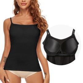 SLIMBELLE Women's Undershirt Bra Shirt Seamless Tank Top with Removable Cups Tummy Control Shapewear Top Without Underwire Bustier Shirt Figure Shaping Body Shaper Camisole Shaping Shirt Shaping