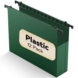 NORDUN Plastic Hanging File Folders Expandable,12 Pack Heavy Duty Hanging File Folder Letter Size,2 Inch Expansion Extra Capacity Folders,Adjustable Tabs,Green Hanging Folder Designed for Bulky Files
