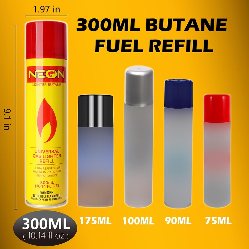 NEON Butane Fuel Refill, 300ml x 4 Cans Ultra Refined