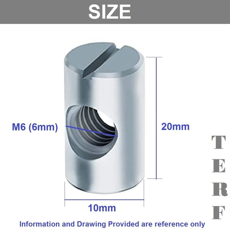 TERF® M6 X 20mm Cross Dowel Barrel Nuts M6 (6mm)