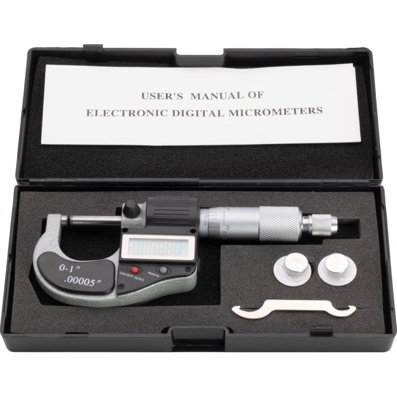 Digital Outside Micrometer, 0"-1" Measurement Range, 0.00005" Increment, Cast Iron