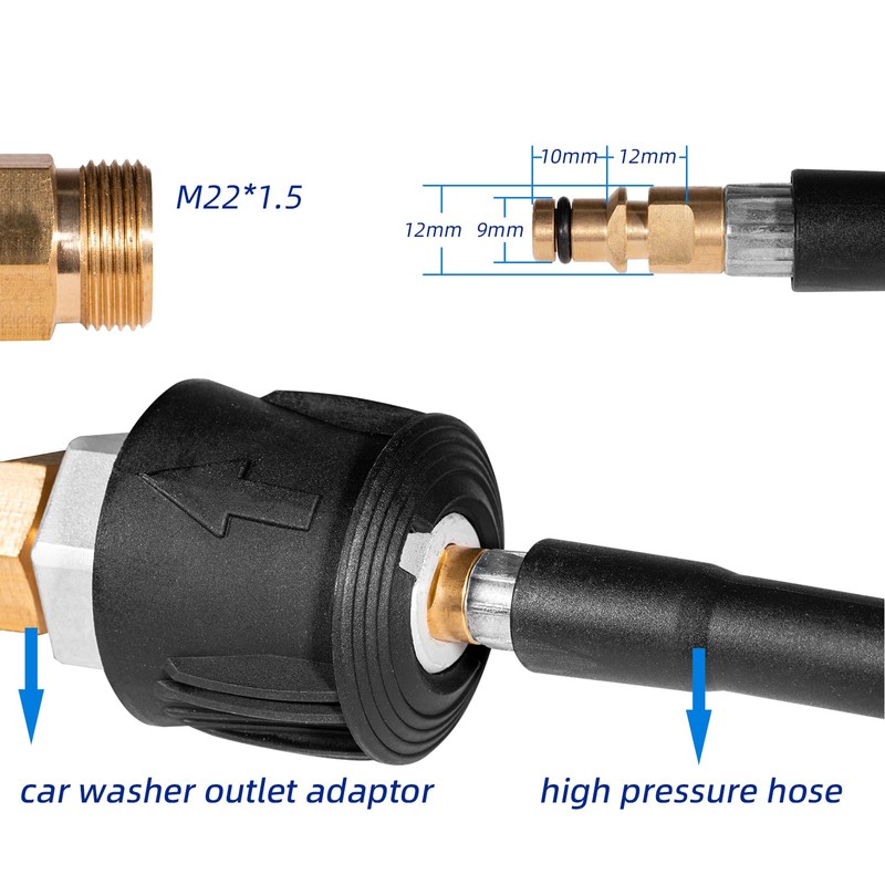 YUET High Pressure Washer Quick-Fitting Pipe Coupling M22F to Nilfisk