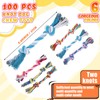 RoundFunny 100 Pieces Knot Rope Dog Toys Multi Color Puppy