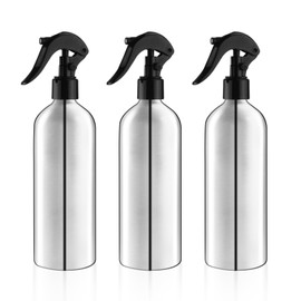 DynnnDy 3 Pack Aluminum Spray Bottles with Adjustable Nozzle 500ml/17oz Silver Metal Fine Mist Atomizer Refillable Sprayer for Hairdressing Watering Plants Cleaning Cooking