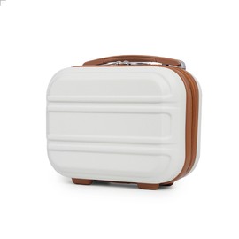 KONO Cosmetic Case Hard Shell Small Beauty Case Women's Hand Luggage 28 x 21 x 15 cm (Cream White), cream white