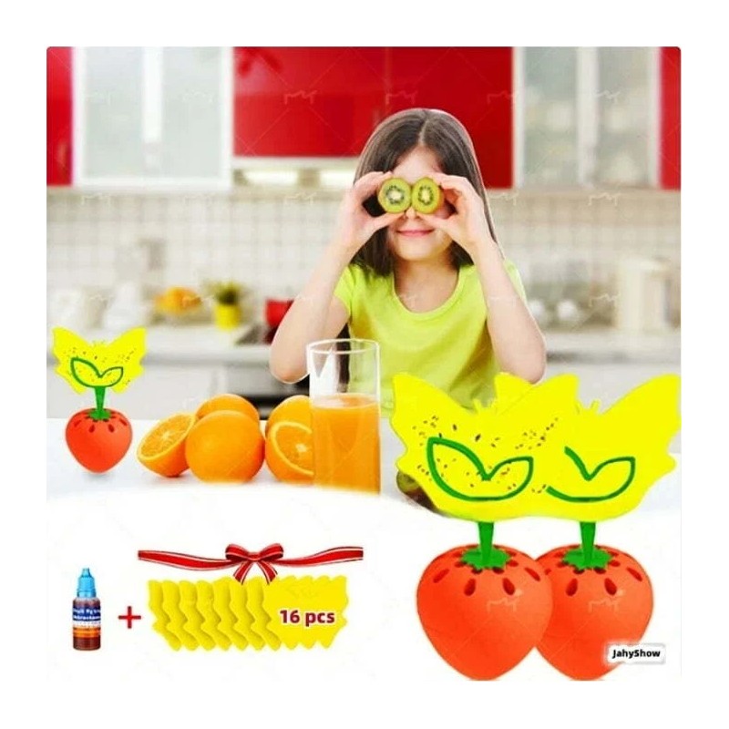 Unbranded 2-Pack Reusable Fruit Fly Traps with 16 Sticky Pads