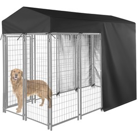 Iceberg Elf Outdoor Dog Black Cover Half Coverage for 8'Dx4'Wx6'H 600D Heavy Duty Waterproof Kennel Covers for Dog Cages(Cover Only)