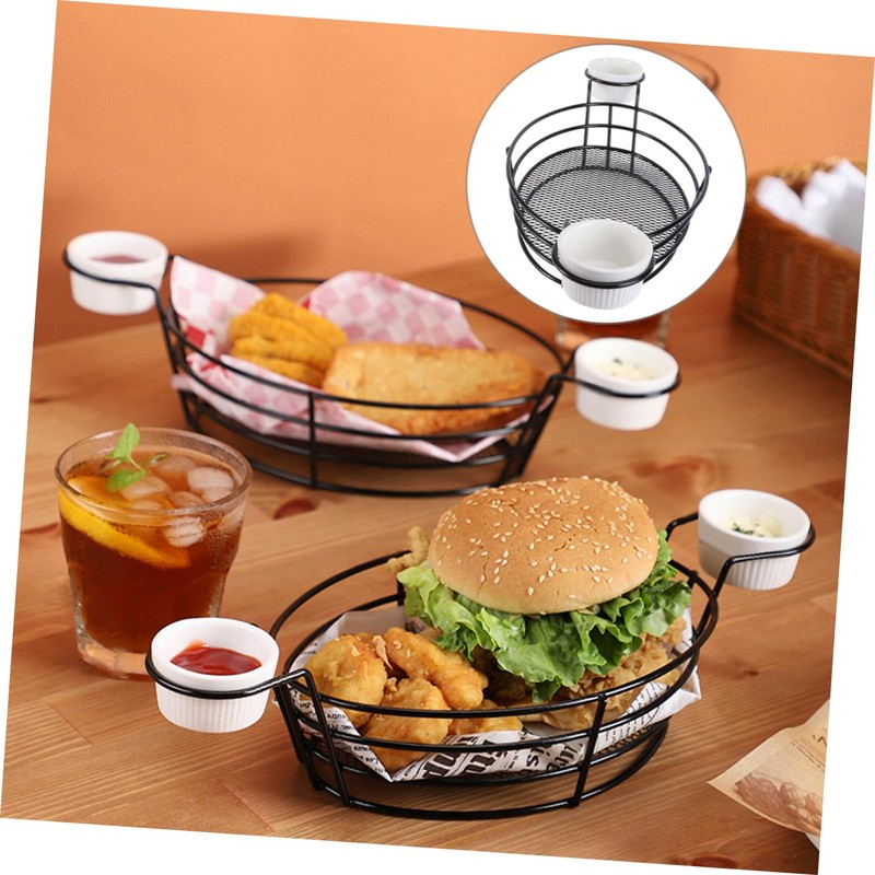 Ciieeo 1Pc Stainless Steel Frying Basket Black French Fries Container