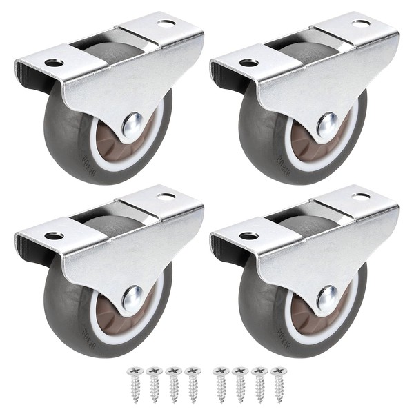 PATIKIL 2" Rigid Fixed Caster Wheels, 4 Pack Silent Plate