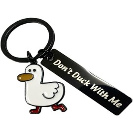 EACTEL Cartoon Duck Keychain Don’t Duck with Me Metal Duck Lovers Gift Key Chain Keyrings Gift Present for Boyfriend Husband Girlfriend Couple (black)
