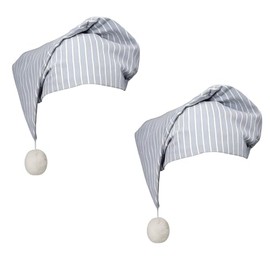 Eurzom 2 Pcs Men's Night Cap Striped Pajama Hat Adjustable Sleeping Caps with Pom Ball for Party Supplies (Light Blue and White)