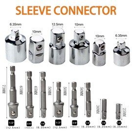 Dilightnews Pack of 6 Socket Spanner Nuts, 8 Pieces Socket Spanner Nut Adapter, Ratchet Socket Spanner 8 in 1 for 1/4 to 3/8 to 1/4 Inch, 3/8 to 1/2-1/2 to 3/8 Inch, 1/4 to 1/2-1/2 to 1/4 Inch