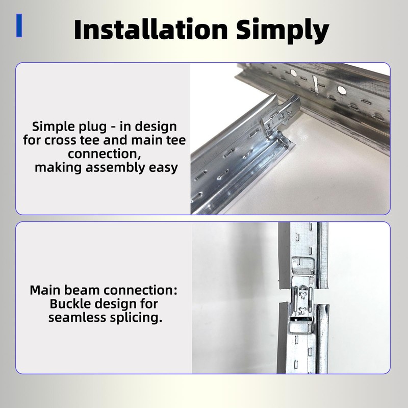 EMAYUU 64 SQ FT White Galvanized drop ceiling grid kit