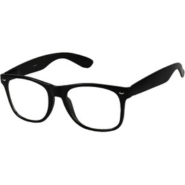 ShadyVEU Vintage Round Eyeglasses Clear Non Prescription UV Protection Lens Spring Hinge Horn Rimmed Glasses (2-Pack Matte Black)