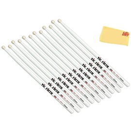 Vic Firth American Custom SD1 General Drumsticks - 6-Pack Bundle with Austin Bazaar Polishing Cloth