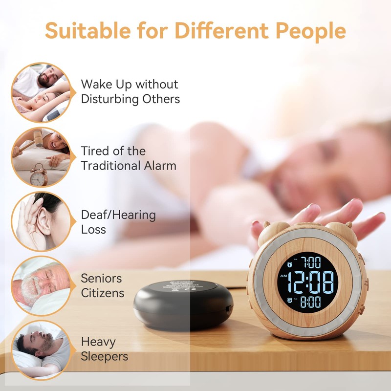 uscce Dual Extra Loud Alarm Clock with Bed Shaker -