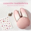 Mouse Inalámbrico Silencioso Conejo Adorable - Ergonomico, 5 Colores (Rosa/Azul),