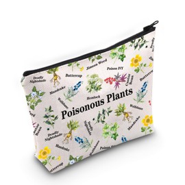 JXGZSO Poisonous Plants Chart Makeup Bag Nature Lover Gift Dangerous Plants Merch Wild Flowers Cosmetic Bag Botanist Gift
