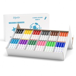 Blynkie Washable Markers Bulk, Bulk Pack of 300 in 12 Vibrant Colors, Broad Line Markers with Conical Tips- Perfect for Kids' Classrooms & Teachers
