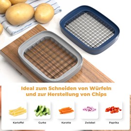 Vihoom Chip Cutter, Potato Cutter for French Fries, Chip Cutter with 3 Stainless Steel Blade, Multi-Purpose Vegetable Cutter for Vegetables and Fruits, Easy to Clean
