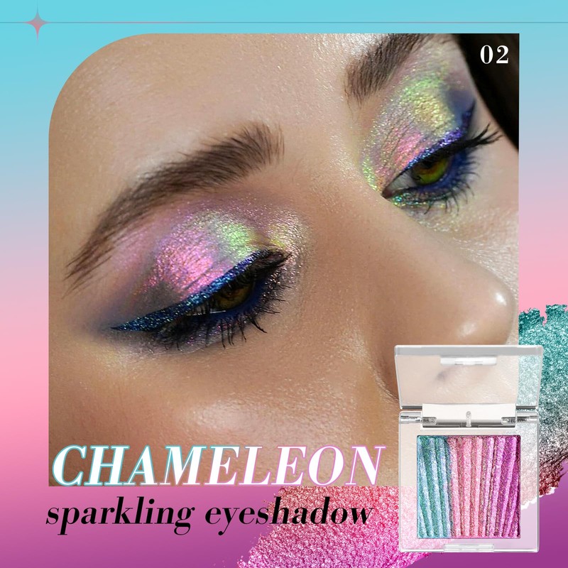 Afflano Chameleon Eyeshadow Half Magic, Multichrome Duo Chrome Eyeshadow Palette