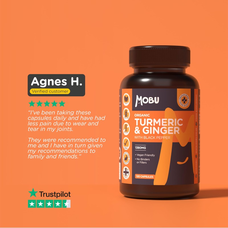 Organic Turmeric 1380mg with Black Pepper & Ginger - 120