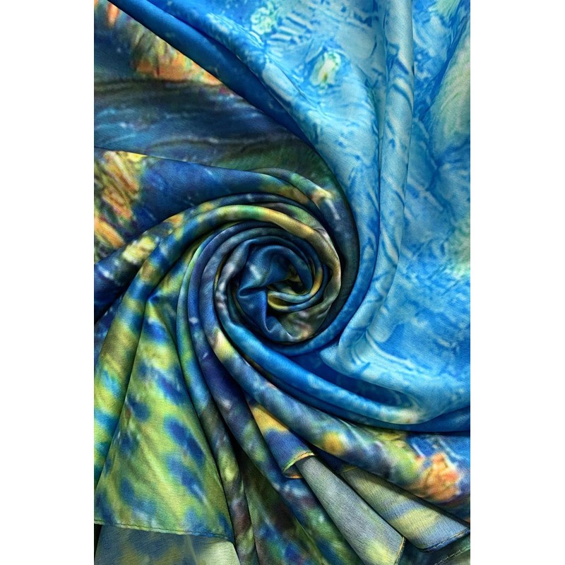 GFM® Silk Blend Painting Based Scarf (Van Gogh -Starry Night