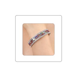 Rhinestone Stretch Bracelets for Women Sparkle Multicolor Crystal Stackable Bracelets Wide Wrist Band Glitter Wedding Bridal Prom Party Strand Tennis Bangles Jewelry, One Size, Alloy, rhinestone, no