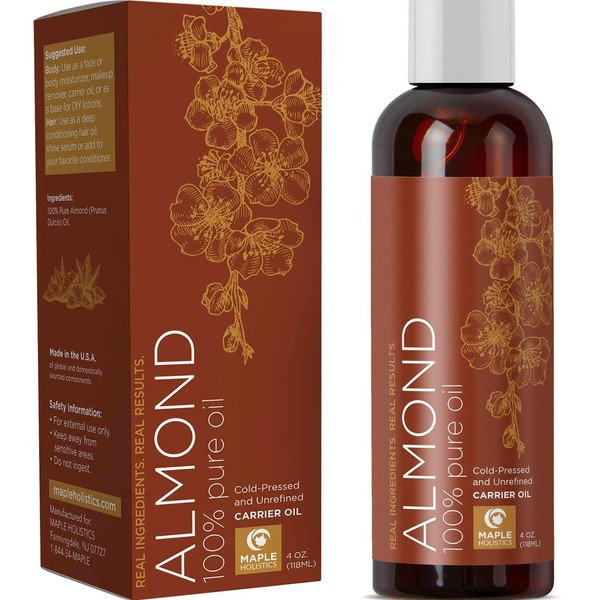Sweet Almond Oil for Skin Care - Aromatherapy Body Oil for Dry Skin Massage Oil and Carrier Oil for Essential Oils Mixing - Anti Aging Moisturizer for Dry Skin and Hair Moisturizer for Dry Hair