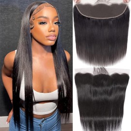 DUAUJUIU 4x4 Lace Closure Body Wave Wavy HD Transparent Lace Human Hair Free Part Closure Pre Plucked with Baby Hair Natural Color Brazilian Hair for Black Women 14 Inch