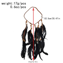 CAKURE Feather Headbands Gypsy Headpiece Indian Hair Band Adjust Headdress Handmade Feather Hair Accessories (Type F)