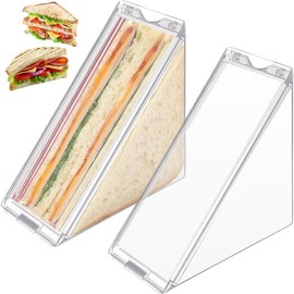 Poemtian 2PCS Triangle Sandwich Containers,Plastic Sandwich Box,Washable Sandwich Box Clear Bento Boxes, Reusable and Portable, Perfect for On-The-Go Meals