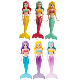Mermaid Toys, 6 PCS Swimming Doll Bath Toy Set For Girls, Mermaid Pool Toys For Toddlers Water Bathtub, Fun Bath And Swimming Pool Games Diving Training