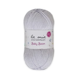 1 madeja La Mia Baby Boom, 100% hilo acrílico antibolitas para tejer y ganchillo para tejer y ganchillo, 100 g (3.5 oz) / 250 m (273 yardas), peso 3: Light Dk, Gris - 920