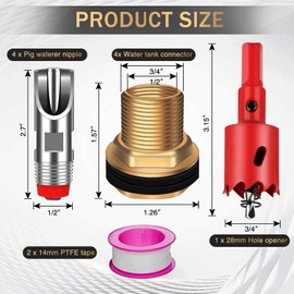 ETCYAOXIN Pig Water Nipple，Pig Nipple Waterer for Barrel Kit，Automatic Pig Nipple Drinkers Kit，Piglets Nipple Feeders ，Hog Feeder Nipple