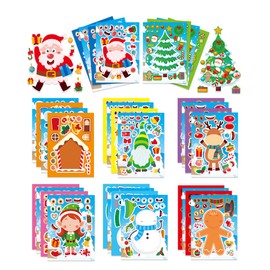 32 Sheets Christmas Stickers for Kids – DIY Make Your Own Santa, Reindeer, Snowman & Christmas Tree – Holiday Crafts, Waterproof Vinyl Stickers, Stocking Stuffers, Classroom Rewards & Party Favors