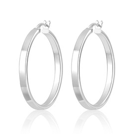 ALEXCRAFT Thick Earrings Gold Silver Hoop Earrings Square 14K Chunky Golden Earrings Women's Gift for Women Girlfriend Mum Girls, Sterling Silver, No Gemstone