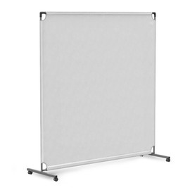Steel-AID 60-inch Rolling Privacy Room Divider - Freestanding Office Wall Partition with Non See-Through Blackout Screen - Sturdy & Durable Iron Frame - Rolling Wheels - Black, White, Gray & Blue