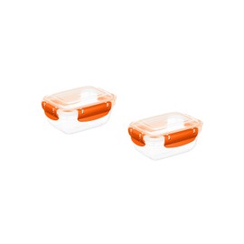 Superio Plastic Food Storage Containers with Airtight Lids, 2 Pack- 13 Oz, BPA Free, Leakproof, Stackable, Microwave, Dishwasher, Freezer Safe, Orange