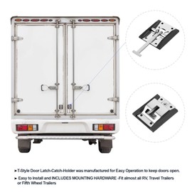 RV Trailer Door Holder, T-Style Entry Door Catch, Stainless Steel Trailer Latch with Rivet, RV Door Holder Catch, Universal Door Holder Latch Catch for Camper Trailer